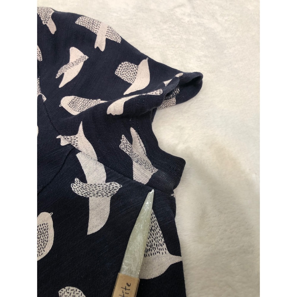 Boden Bird Print Jersey Dress Women 8L Navy Blue Short Sleeve Pockets WW202 - Picture 9 of 10
